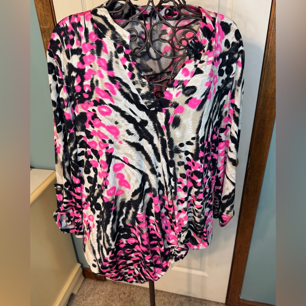 Dear Scarlet Pink and Black Animal Print Blouse